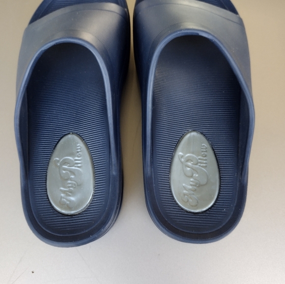 My Pillow Slide Sandals Blue Mens Size 8 Shoes Wide Strap Cushioned Comfort - Picture 3 of 6